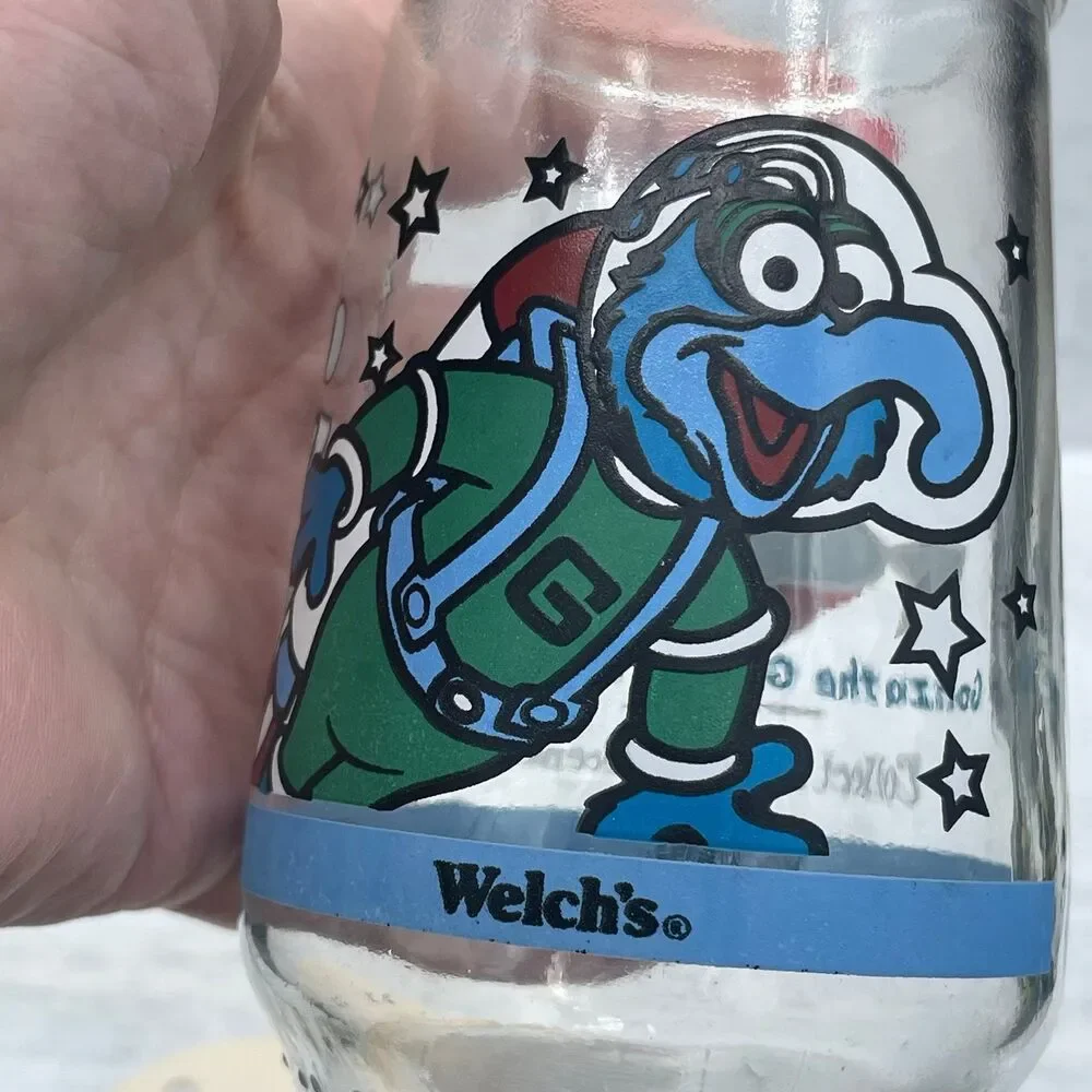Vintage 1998 Welch's Muppets In Space Jelly Jar Glass Gonzo The Great Blasts Off